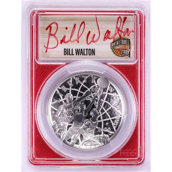 2020-P $1 Basketball HOF Silver Dollar Coin PCGS PR70DCAM Bill Walton Signature FDOI