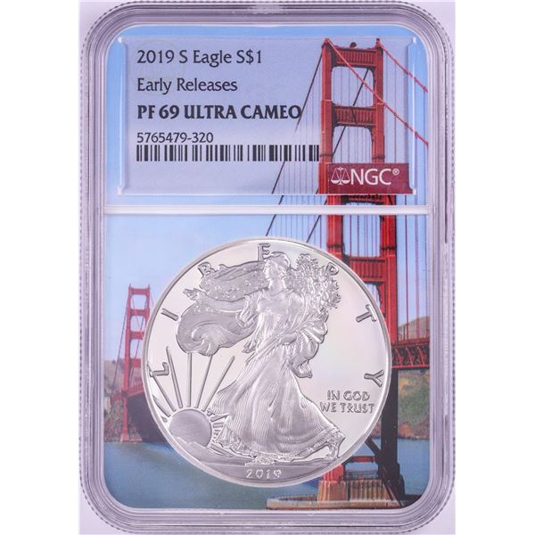 2019-S $1 Proof American Silver Eagle Coin NGC PF69 Ultra Cameo Bridge Core