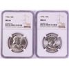 Image 1 : Lot of (2) 1956 Franklin Half Dollar Coins NGC MS64