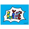 Image 1 : Romero Britto "Life Blue Mini Word" Giclee