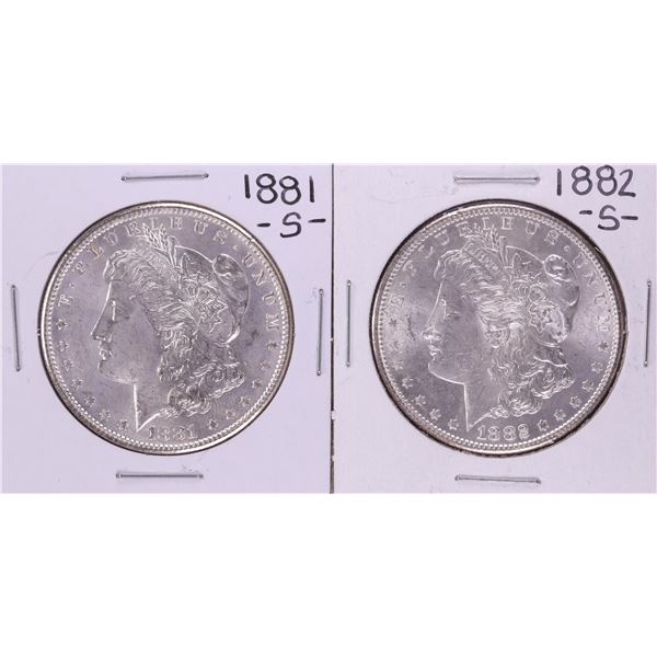 Lot of 1881-S & 1882-S $1 Morgan Silver Dollar Coins