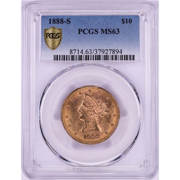 1888-S $10 Liberty Head Eagle Gold Coin PCGS MS63