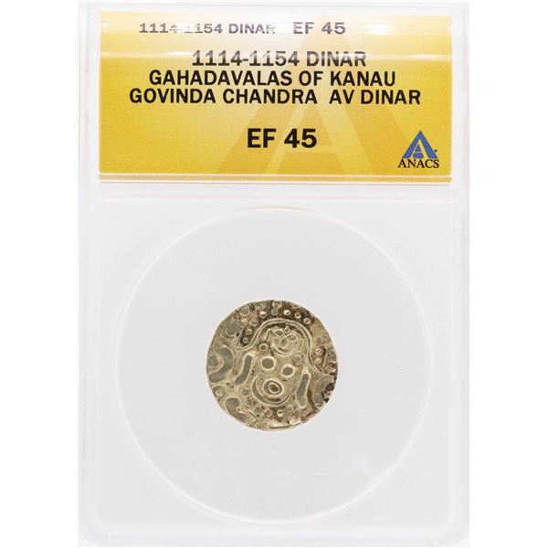 1114-1154 Gahadavalas Of Kanau Govinda Chandra AV Dinar Coin ANACS XF45