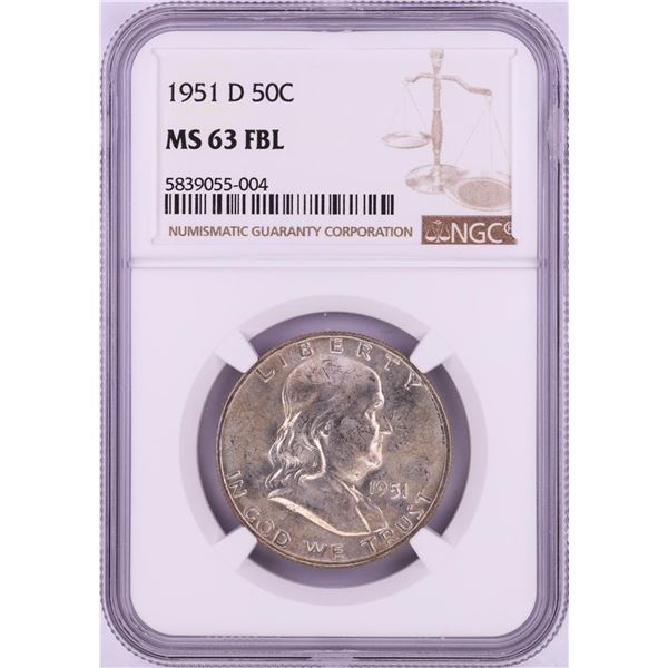 1951-D Franklin Half Dollar Coin NGC MS63FBL