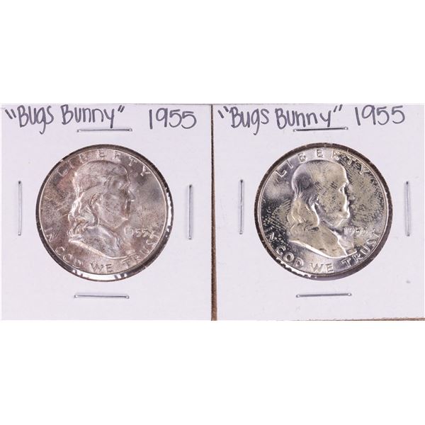 Lot of (2) 1955 "Bugs Bunny" Franklin Half Dollar Coins