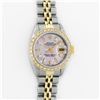 Image 2 : Rolex Ladies Two Tone 18K Gold Bezel Pink MOP Baguette Diamond Datejust Wristwatch