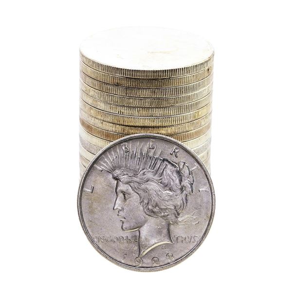 Roll of (20) Brilliant Uncirculated 1923 $1 Peace Silver Dollar Coins