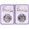 Image 1 : Lot of 1958 & 1958-D Franklin Half Dollar Coins NGC MS63