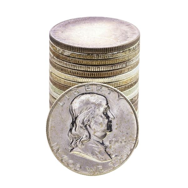 Roll of (20) Brilliant Uncirculated 1963-D Franklin Half Dollar Coins