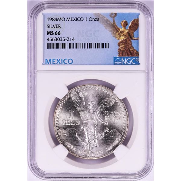 1984Mo Mexico 1 Onza Libertad Silver Coin NGC MS66