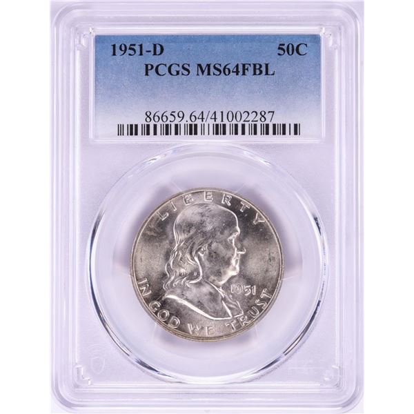 1951-D Franklin Half Dollar Coin PCGS MS64FBL
