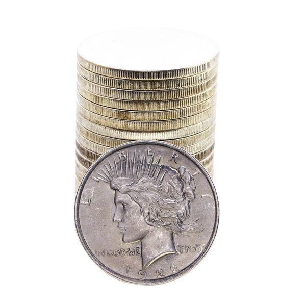 Roll of (20) Brilliant Uncirculated 1922 $1 Peace Silver Dollar Coins
