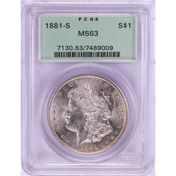 1881-S $1 Morgan Silver Dollar Coin PCGS MS63 Old Green Holder