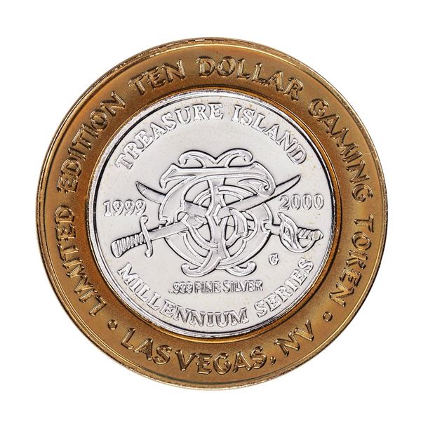 .999 Fine Silver Treasure Island Las Vegas, Nevada $10 Limited Edition Gaming Token