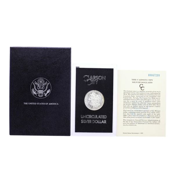 1880-CC $1 Morgan Silver Dollar Coin GSA Hoard Uncirculated with Box & COA