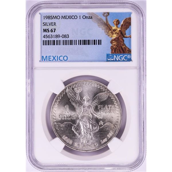 1985Mo Mexico 1 Onza Libertad Silver Coin NGC MS67