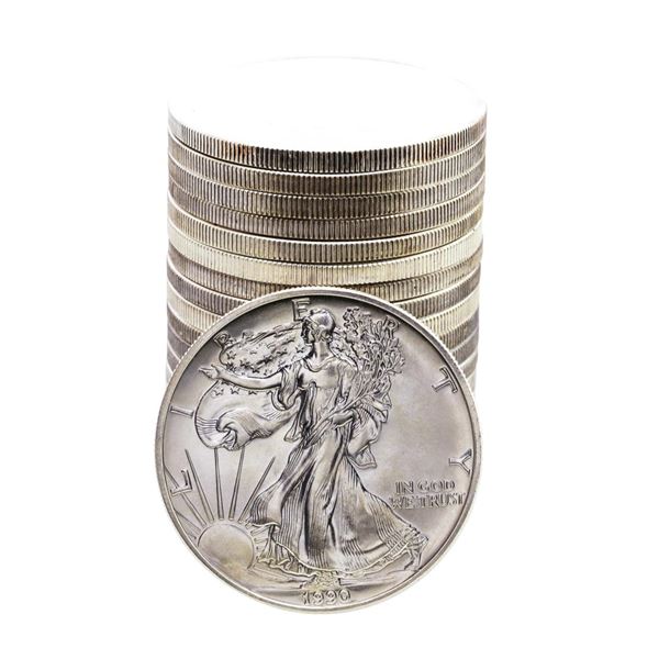 Roll of (20) Brilliant Uncirculated 1990 $1 American Silver Eagle Coins