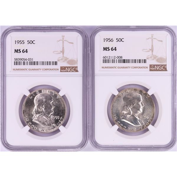 Lot of 1955-1956 Half Dollar Coins NGC MS64