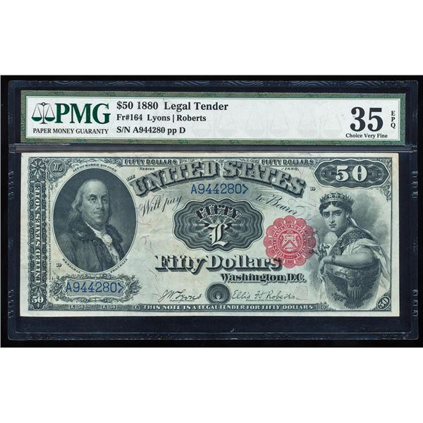 1880 $50 Legal Tender Note Fr.164 PMG Choice Very Fine 35EPQ