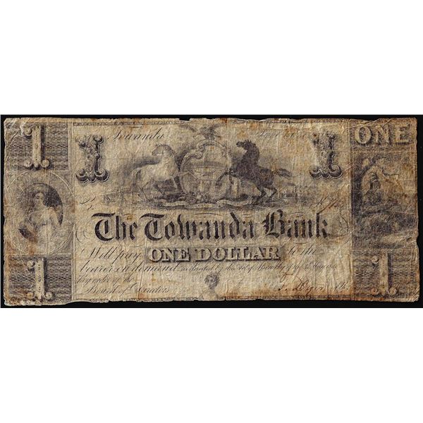 1841 $1 Towanda Bank, PA Obsolete Currency Note