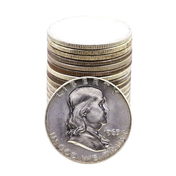 Roll of (20) Brilliant Uncirculated 1963 Franklin Half Dollar Coins