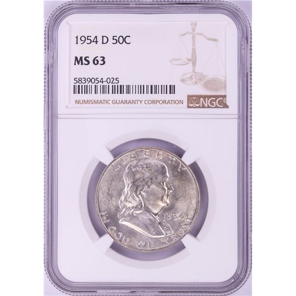 1954-D Franklin Half Dollar Coin NGC MS63