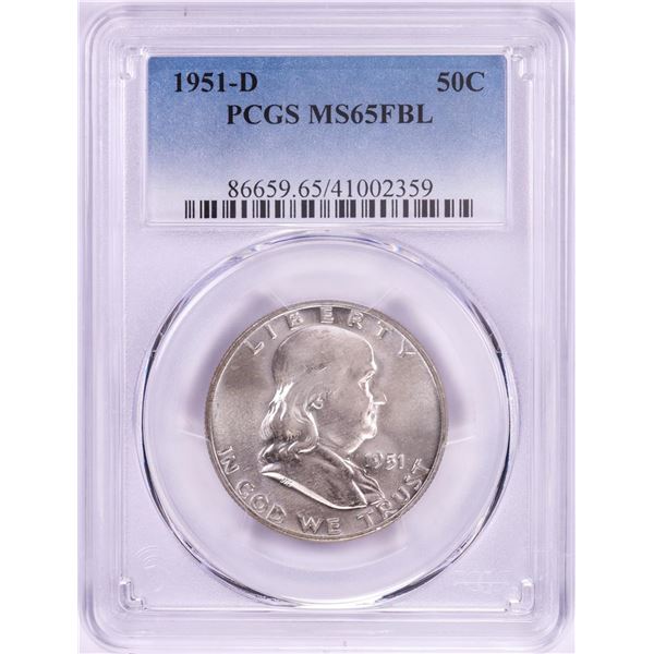 1951-D Franklin Half Dollar Coin PCGS MS65FBL