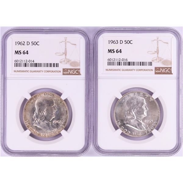 Lot of 1962-D & 1963-D Franklin Half Dollar Coins NGC MS64