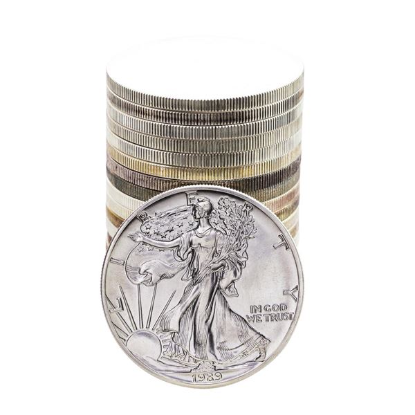 Roll of (20) Brilliant Uncirculated 1989 $1 American Silver Eagle Coins