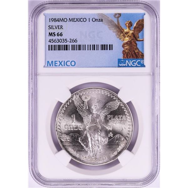 1984Mo Mexico 1 Onza Libertad Silver Coin NGC MS66