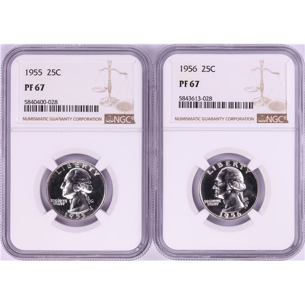 Lot of 1955-1956 Proof Washington Quarter Coins NGC PF67
