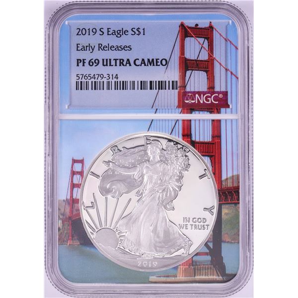 2019-S $1 Proof American Silver Eagle Coin NGC PF69 Ultra Cameo Bridge Core