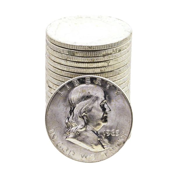 Roll of (20) Brilliant Uncirculated 1963-D Franklin Half Dollar Coins