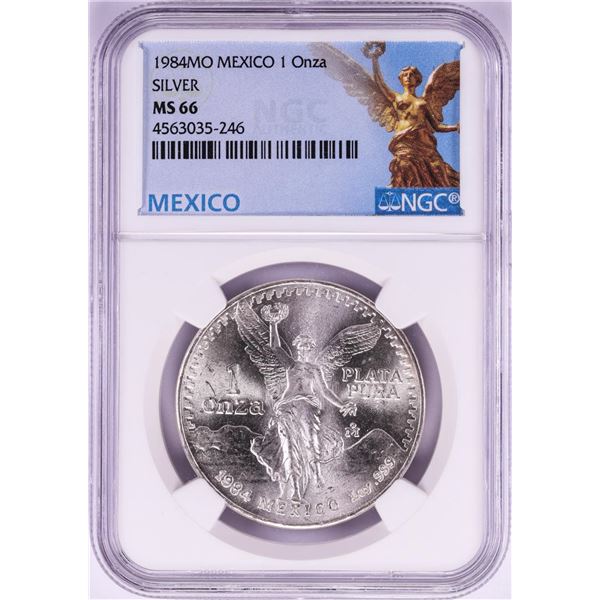 1984Mo Mexico 1 Onza Libertad Silver Coin NGC MS66