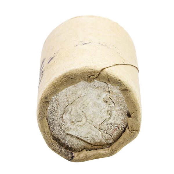 Original Bank Wrapped Roll of (20) Brilliant Uncirculated 1958 Franklin Half Dollar Coins