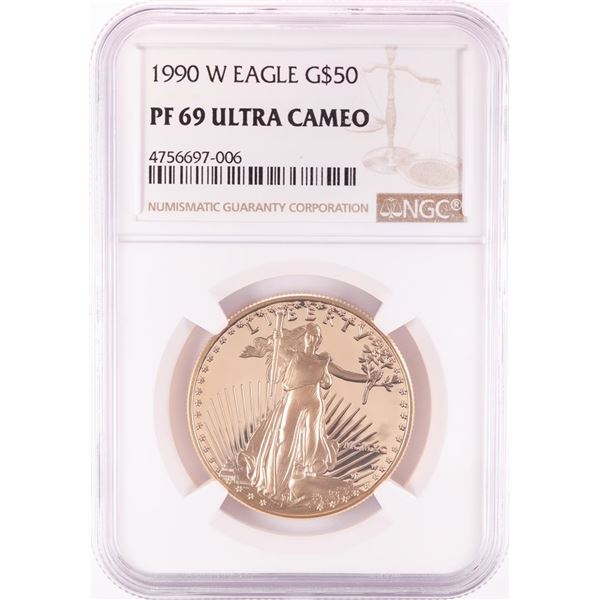 1990-W Proof $50 American Gold Eagle Coin NGC PF69 Ultra Cameo