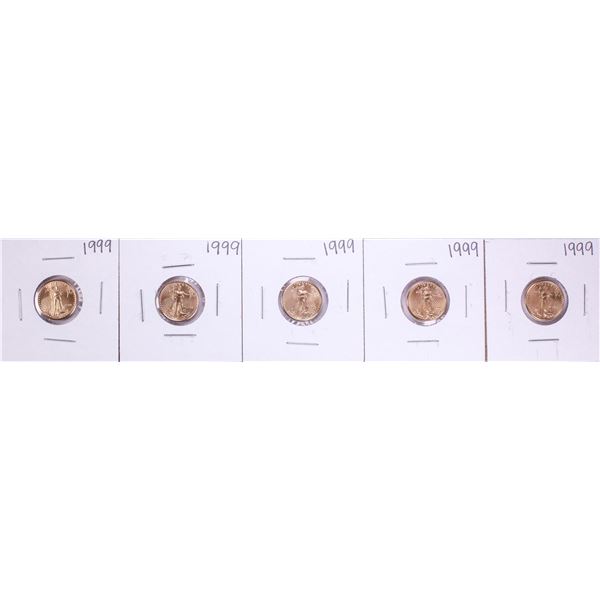 Lot of (5) 1999 $5 American Gold Eagle Coins