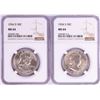 Image 1 : Lot of 1954-S & 1954-D Franklin Half Dollar Coins NGC MS64