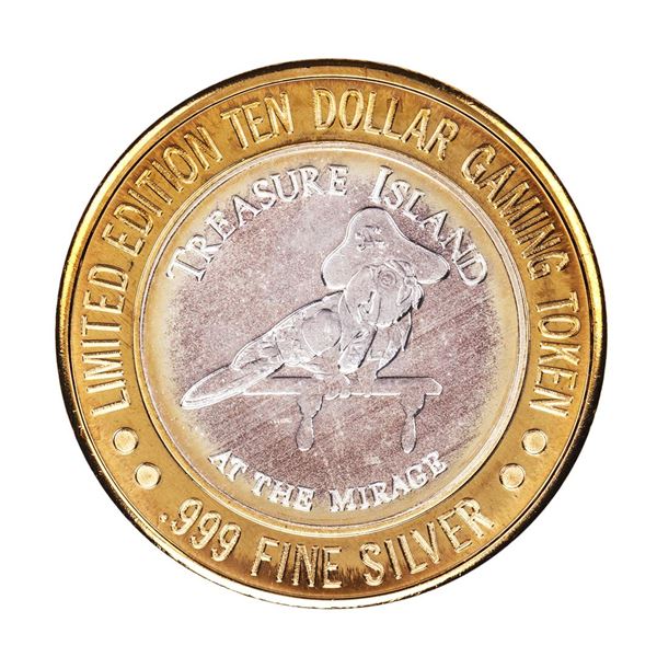 .999 Fine Silver Treasure Island Las Vegas, Nevada $10 Limited Edition Gaming Token