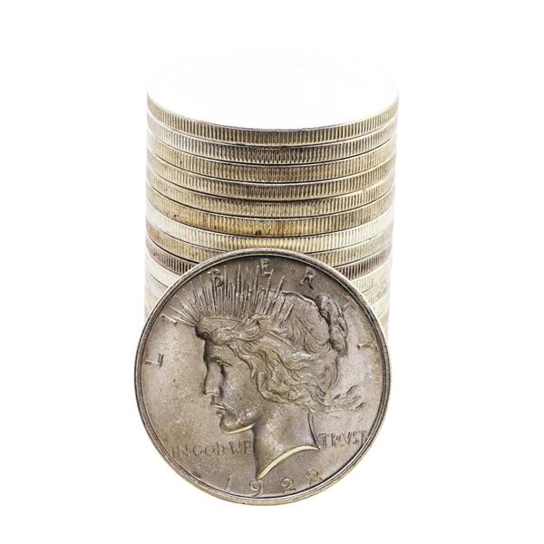 Roll of (20) Brilliant Uncirculated 1922 $1 Peace Silver Dollar Coins