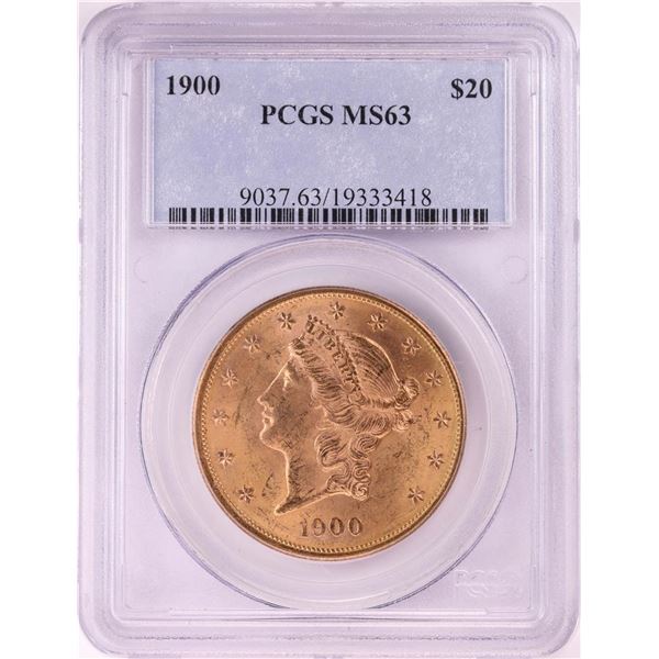 1900 $20 Liberty Head Double Eagle Gold Coin PCGS MS63