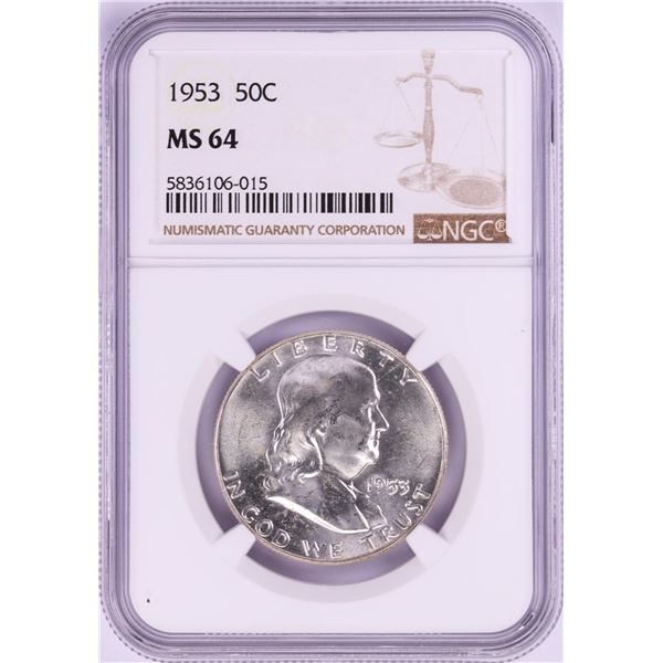 1953 Franklin Half Dollar Coin NGC MS64