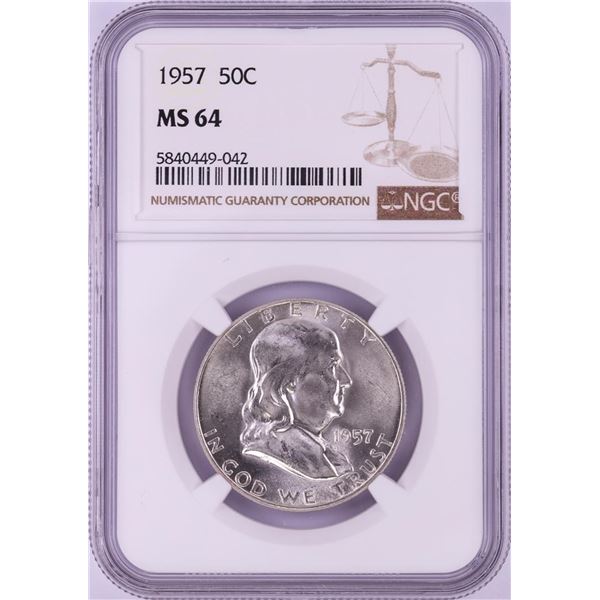 1957 Franklin Half Dollar Coin NGC MS64