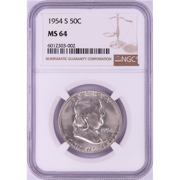 1954-S Franklin Half Dollar Coin NGC MS64
