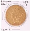 Image 1 : 1871-S Type 2 $20 Liberty Head Double Eagle Gold Coin
