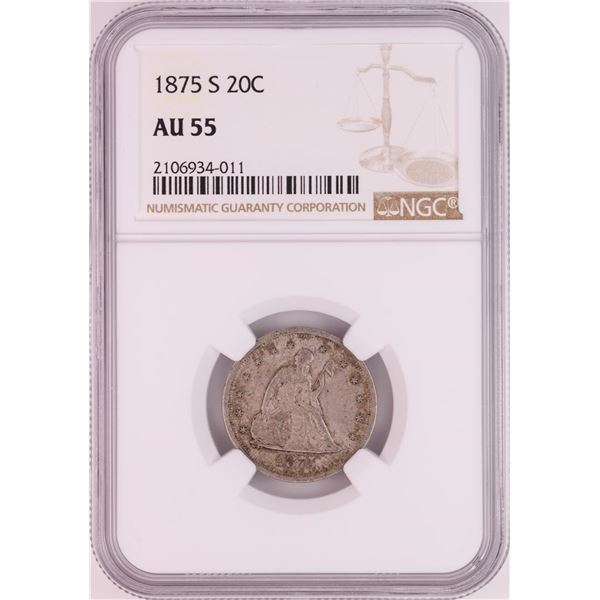 1875-S Twenty Cent Piece Coin NGC AU55