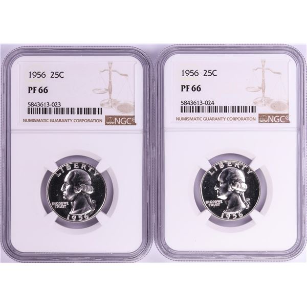 Lot of (2) 1956 Proof Washington Quarter Coins NGC PF66