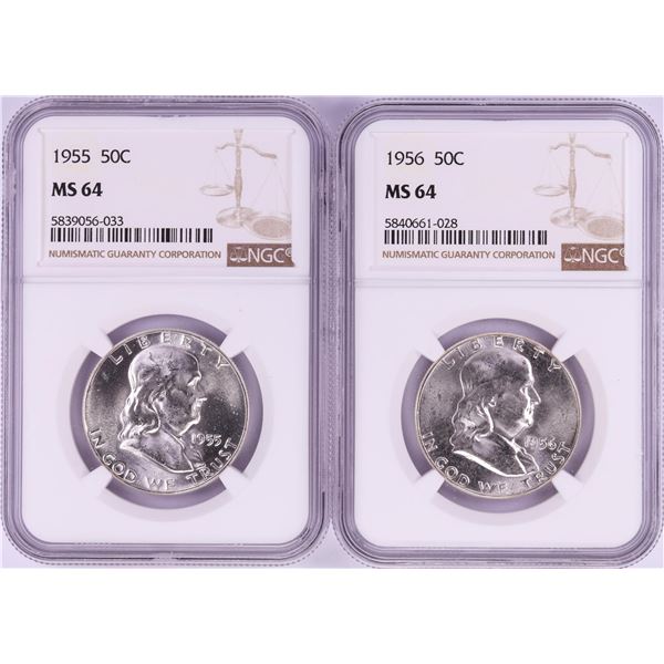 Lot of 1955-1956 Half Dollar Coins NGC MS64