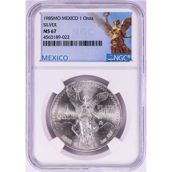1985Mo Mexico 1 Onza Libertad Silver Coin NGC MS67