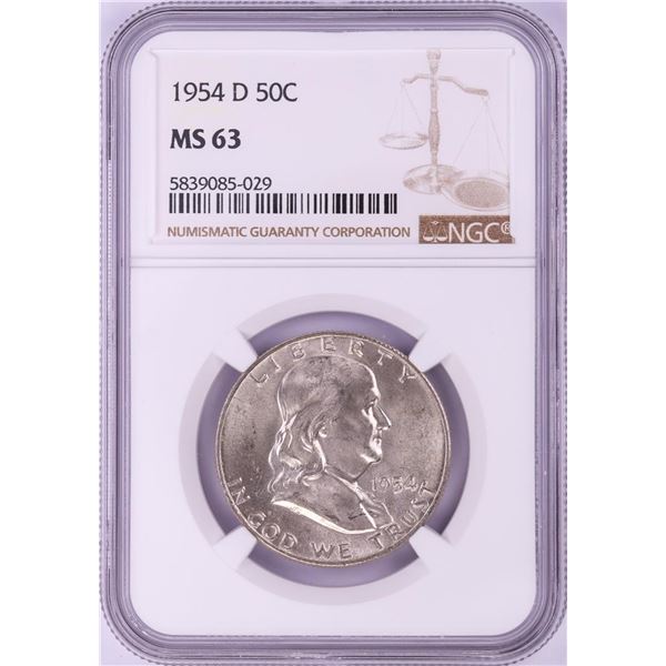 1954-D Franklin Half Dollar Coin NGC MS63